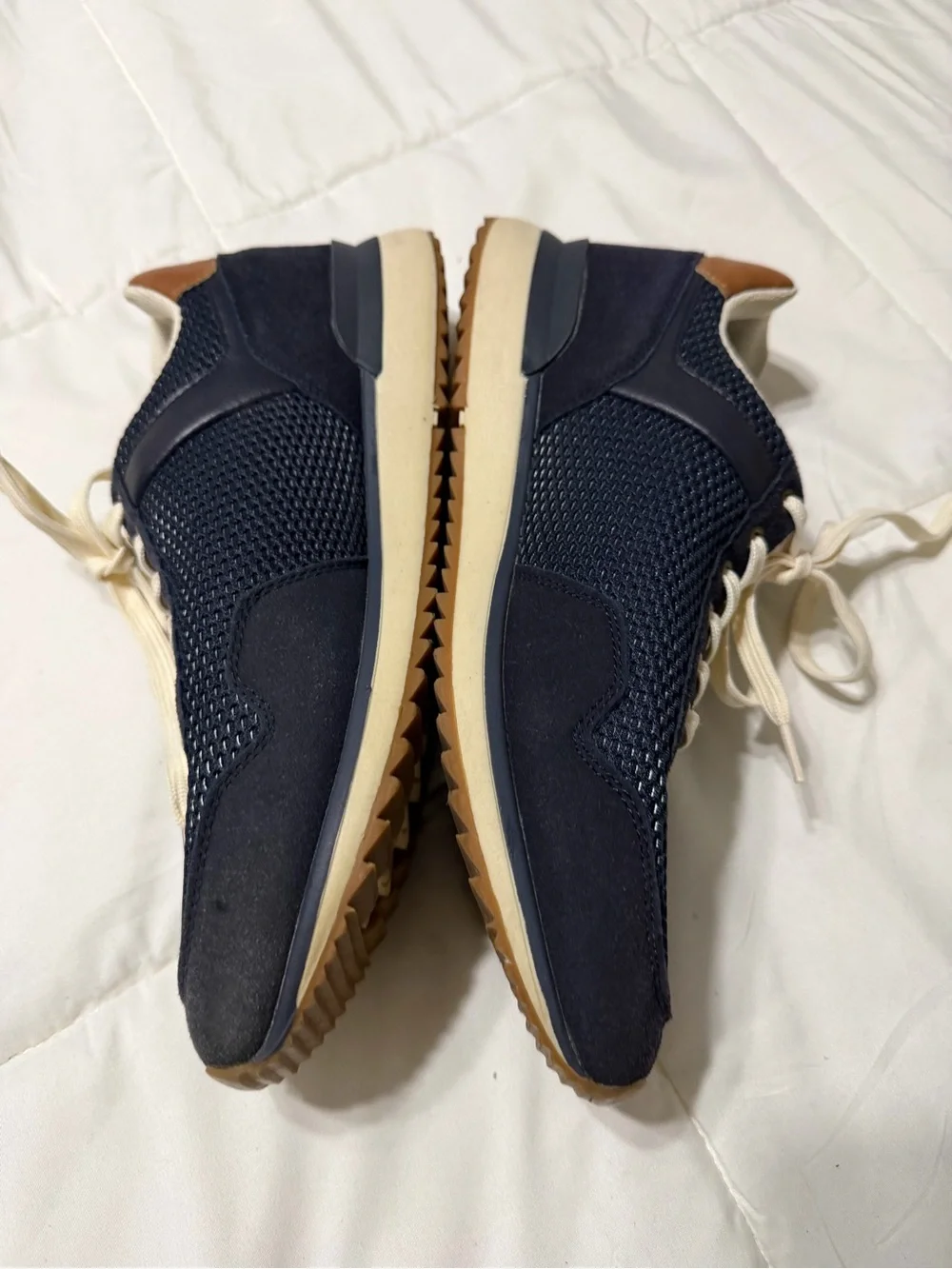 Tommy Hilfiger Navy and Tan Lace-Up Men's Sneakers